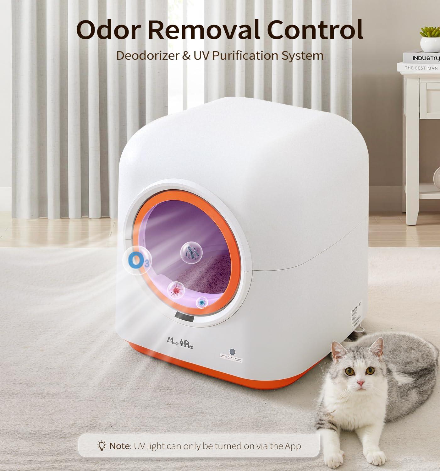 60L Automatic Cat Litter Box with Deodorizing, Infrared Sensorand Smart App Control