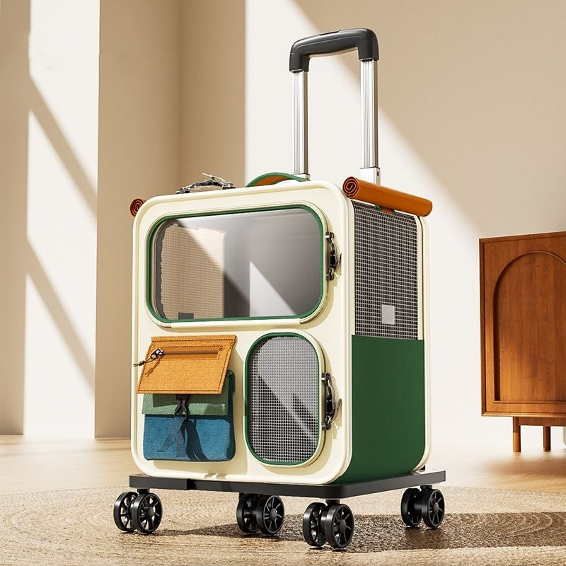 Large-Capacity Luggage-Style Pet Carrier With Multi-Functional Backpack