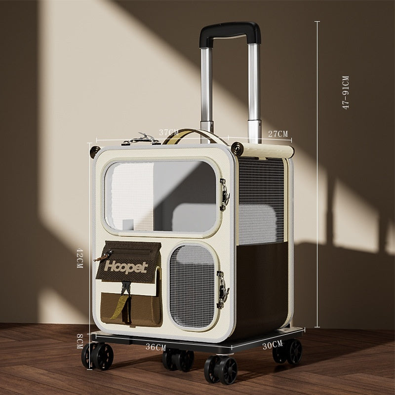 Large-Capacity Luggage-Style Pet Carrier With Multi-Functional Backpack