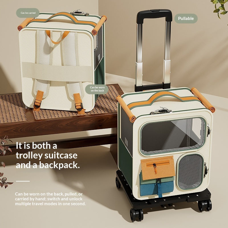 Large-Capacity Luggage-Style Pet Carrier With Multi-Functional Backpack