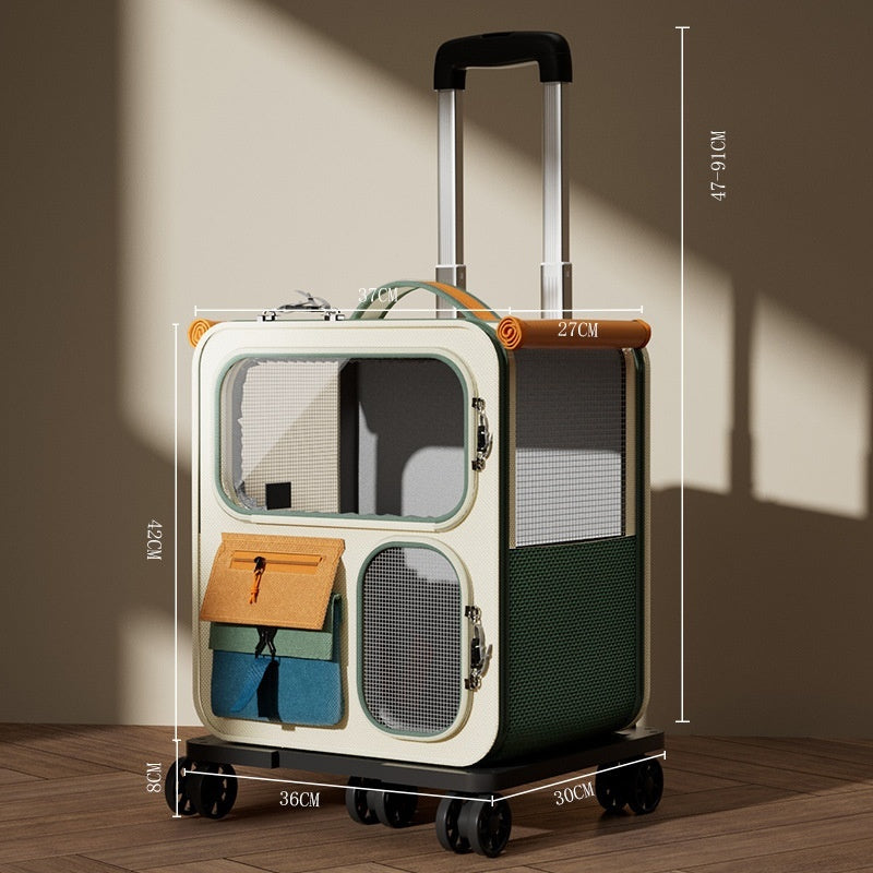 Large-Capacity Luggage-Style Pet Carrier With Multi-Functional Backpack