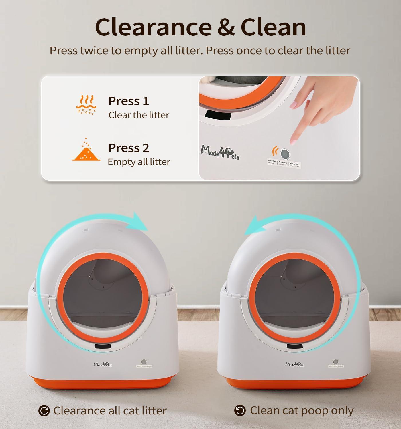 60L Automatic Cat Litter Box with Deodorizing, Infrared Sensorand Smart App Control