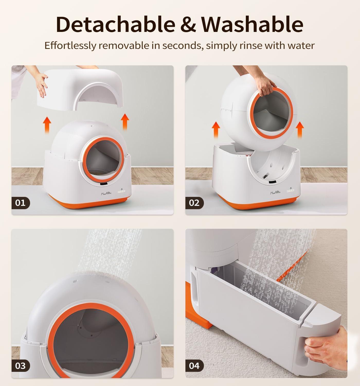 60L Automatic Cat Litter Box with Deodorizing, Infrared Sensorand Smart App Control